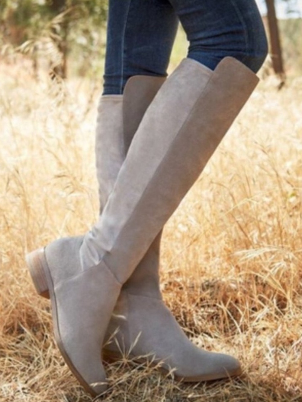 Sole Society Over-the-Knee Suede Boots in Gray